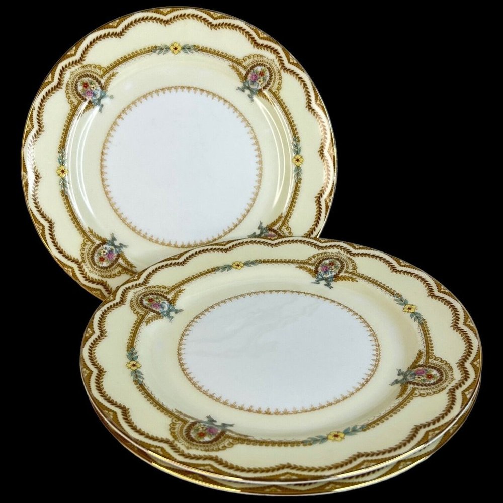 3 Vintage Noritake China Serena Salad Plates 7 5/8” Floral 3840‎ Made Japan Flaw